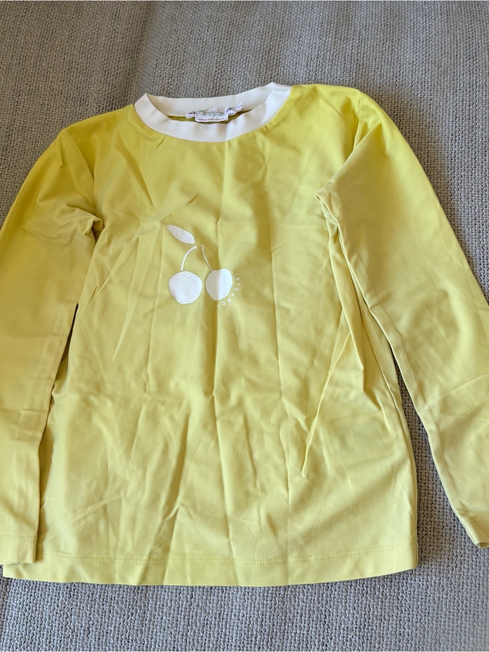 Bonpoint Yellow Long-Sleeve Cherry Swim Top